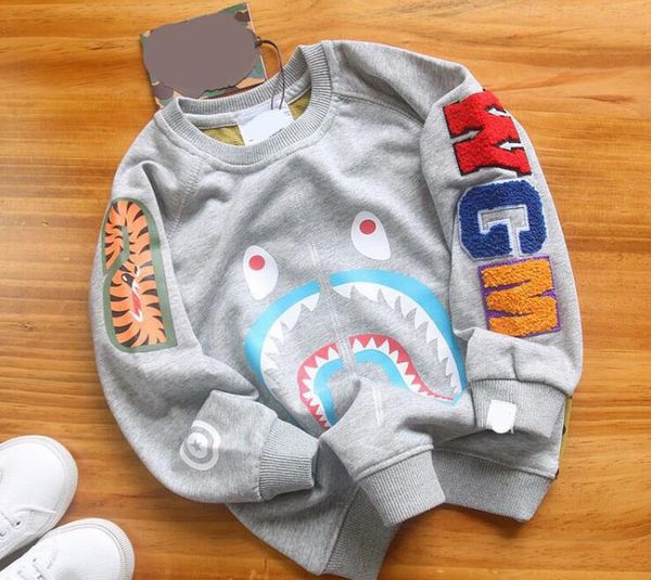 

Детские толстовка малыша дети мальчики акула шаблон с капюшоном топы толстовка к