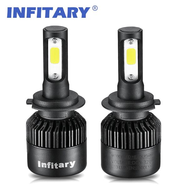 

2шт h7 светодиодные лампы фары автомобиля h4 led h1 h3 h11 hb3 hb4 9005 9006 9007 72 вт 8000lm 6500k противотуманные фары 12v 24v авто фары
