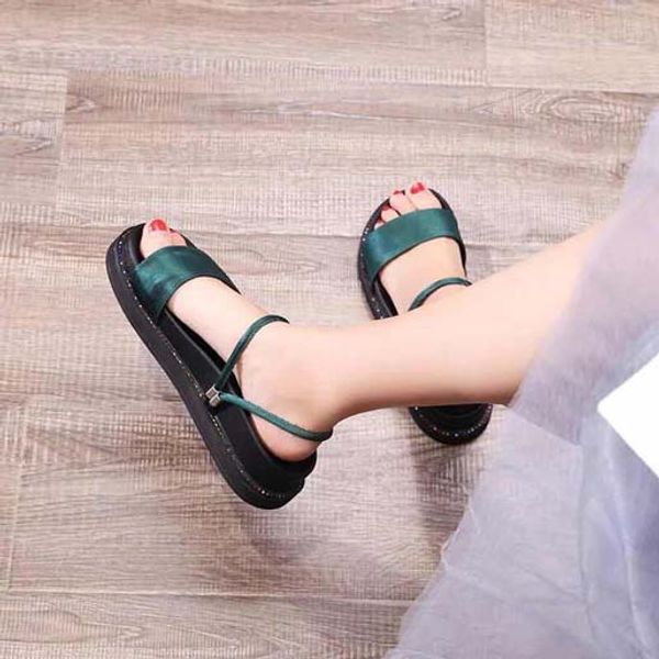 

печать кожа женщины высококлассные nomad сандал поразительные гладиатор стиль кожа подошва совершенный flat canvas plain сандал shoe09 p63, Black