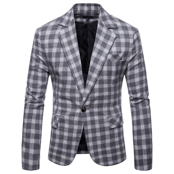 

regular mens blazer jacket cotton single breasted men casual plaid suit large size western jacket erkek ceket klasik men coat, White;black