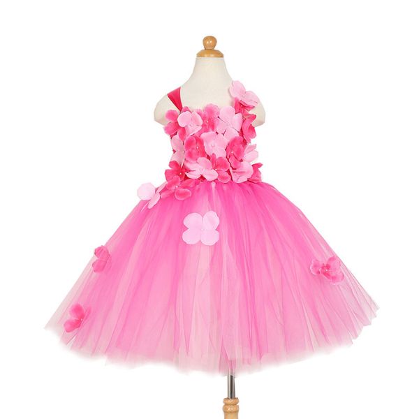 

2019 promotion silk novelty roupas infantis menina vestidos mujer new children's princess dress, petal girls tutu clothes, Red;yellow