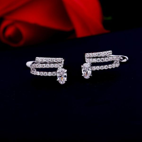 

elegant cubic zirconia paved oval cz crystal cuff earrings for women ear cuff no pierced brincos earrings for women, Silver