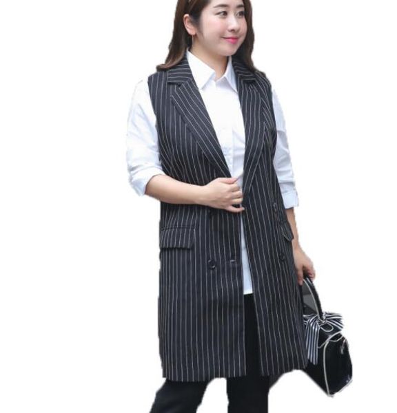 

xl-9xl 2020 new version of the fertilizer plus size women's long section lapel vest 200 pounds women coat long vest dv85, Black;white