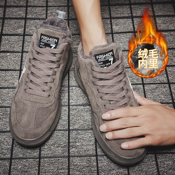 

new fashion men sneakers popular winter warm lace-up outdoor man sneaker casual flats shoes zapatillas hombre 2020 men boot 66, Black