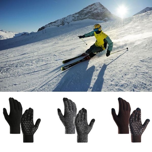 

new 1 pair winter cycling full finger knitted warm men women touch screen gloves
