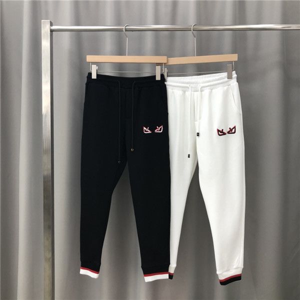 

19fw luxurious brand design fed long pants terry trousers all-match fashion small eyes hip-hop high streetwear cool sports trousers, Black;green