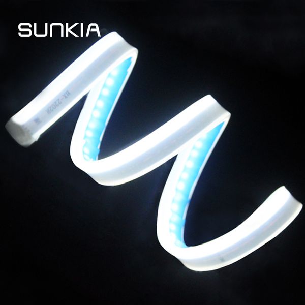 

sunkia 2pcs/pair car led flexible drl with flowing yellow turnning signal super slim 30/45/60cm 3 sizes daytime running light