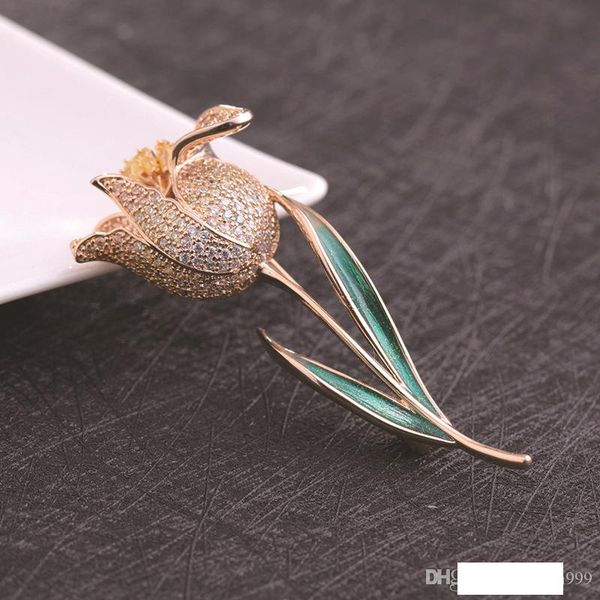 

europe and america fashion women brooches pin gold silver crystal rhinestone rose brooch corsage for party wedding nice gift for friends, Gray
