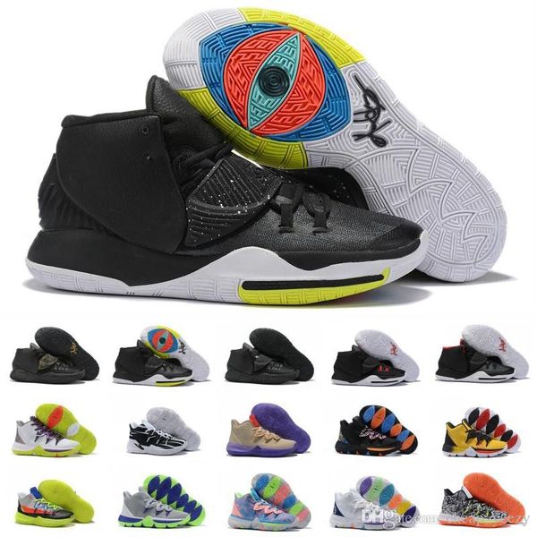 

2019 new kyrie 6 6s triple black gold red mens basketball shoes irving 5 graffiti men sports sneakers size 7-12