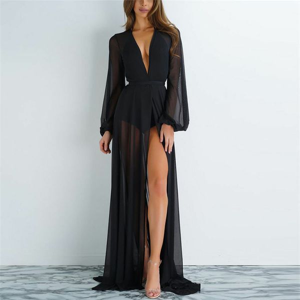 

summer women swimsuit bikini cover up beach cover ups chiffon long dress elegant solid beach bathing suit tunic kaftan, Blue;gray