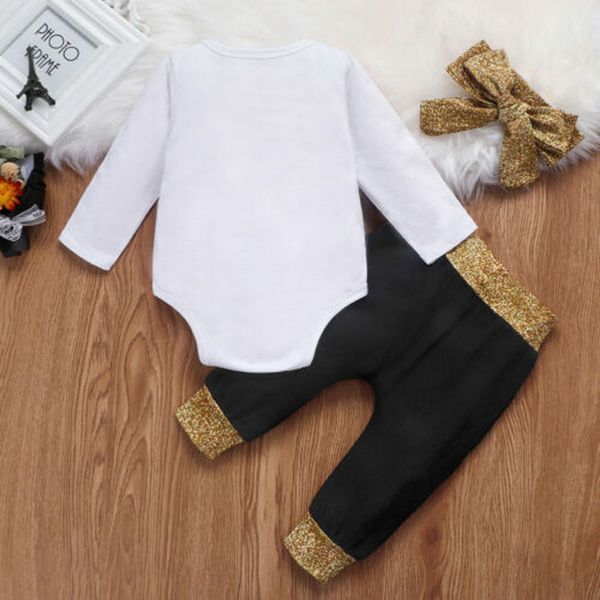 

pudcoco us stock 2020 my 1st new year gifts newborn baby boy girl clothes set print letter romper pants winter clothes 0-24m, White