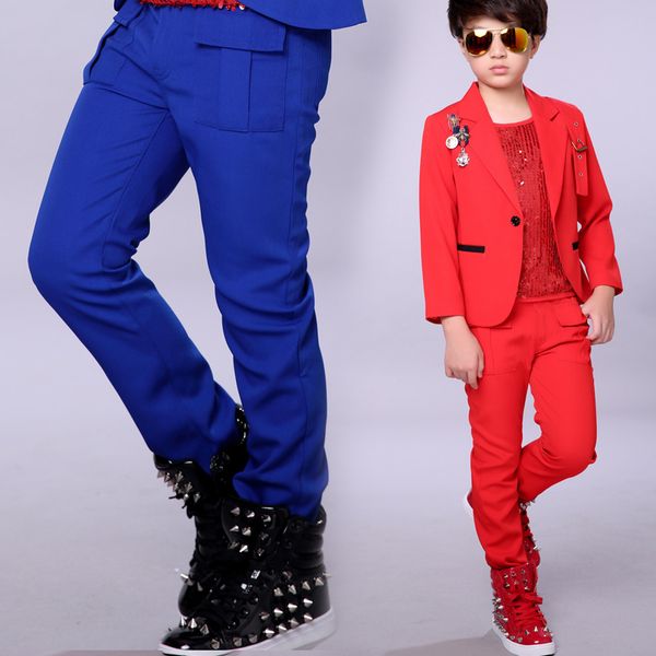 

2019 new hip hop costume kids pants child dance jazz outfits trousers boys street dance clothes children performance wear dn2974, Black;red
