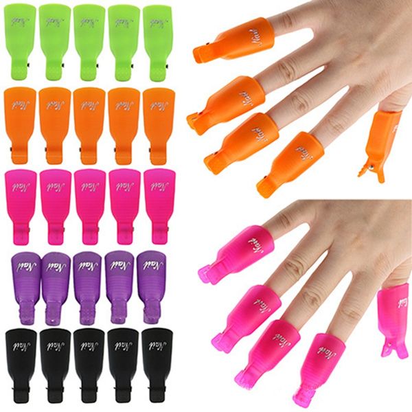 10 teile/satz Nagellackentferner Clip Soak Off Cap Set Bunte Kunststoff Clip Remover Wrap Nail art Werkzeug Maniküre Werkzeuge HHA552