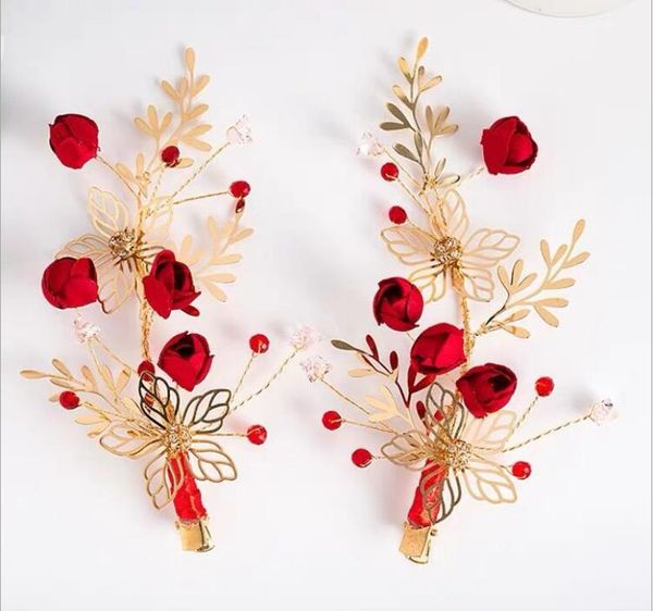 

new red bridal tiara hairpin clip korean flower wedding simple toast clothing hair accessory accessories head flower, Silver