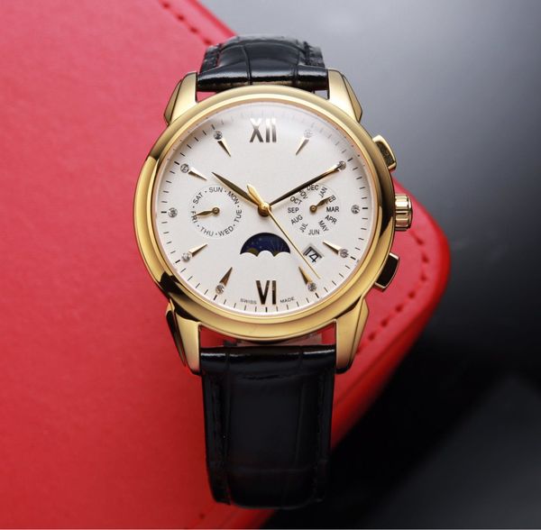 

men watches 9100 automatic movement 42mm with leather band sapphire crystal men waterproof wristwatches, Slivery;brown