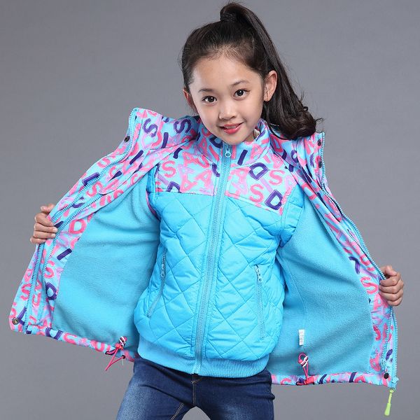 Girls Long Down Quilted Winter Parka Jacket Kids Detach Hood Zip Coat 3-14 Years