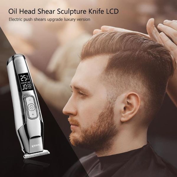 

dhl kemei hair clipper men beard lcd digital display electric shaver mens razor cordless machine 0mm baldheaded beard trimmer 35
