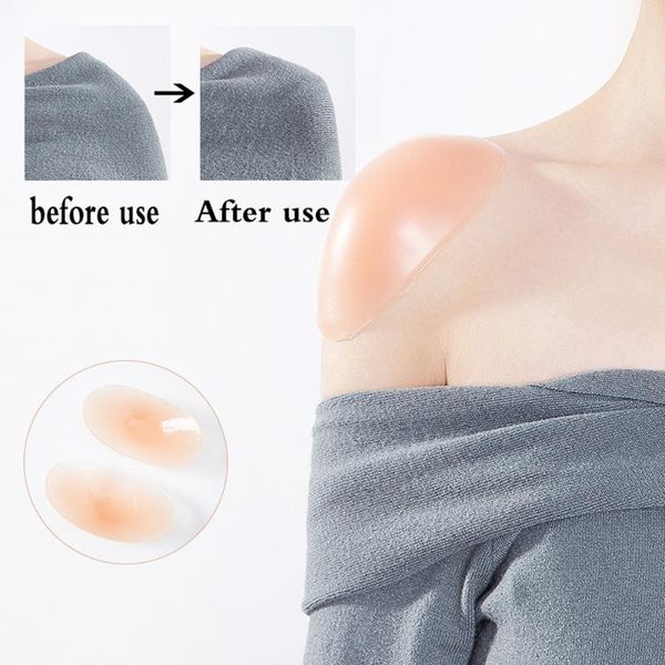 

1 pair new foam sillicone padded shoulder push-up cushions reusable self-adhesive non-slip shoulder enhancer, Black;white