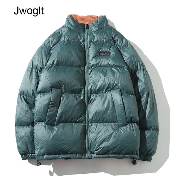 

fashion winter solid parkas warm jackets simple hem stand collar windproof zipper coats black green parka 5xl