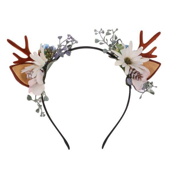 

1pc christmas antler hair band floral hair hoop fashion headdress party headwear for girls kids christmas party decorations