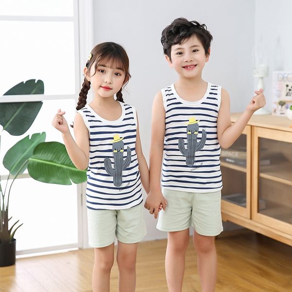 

origin cotton two-piece boys' baby origin children's cotton set children's two-piece vest shorts vest set boys' baby sho, Blue