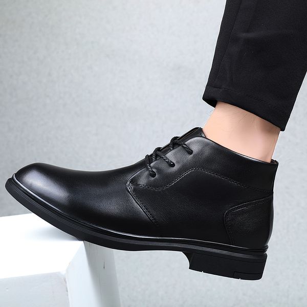 

winter men leather shoes business dress classic style black lace up pointed toe shoes for men winter plus cotton %6025