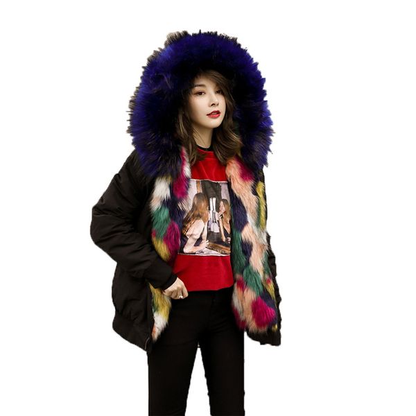 

winter women's fur jacket europe and the united states 2019 new s-l plus size fashion black warmth clothing faux fur coat lr412