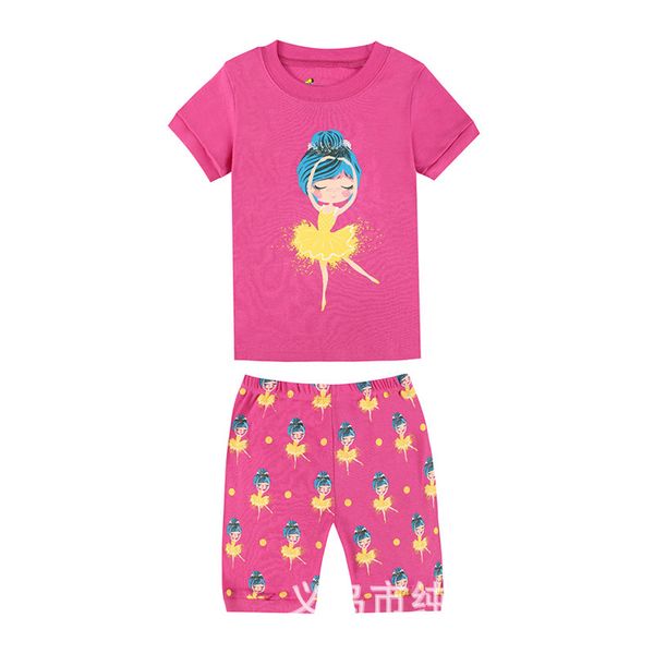 

летние хлопковые детская одежда детская с короткими рукавами пижамы мальчиков и девочек детские мультфильм главная летний костюм, Blue;red