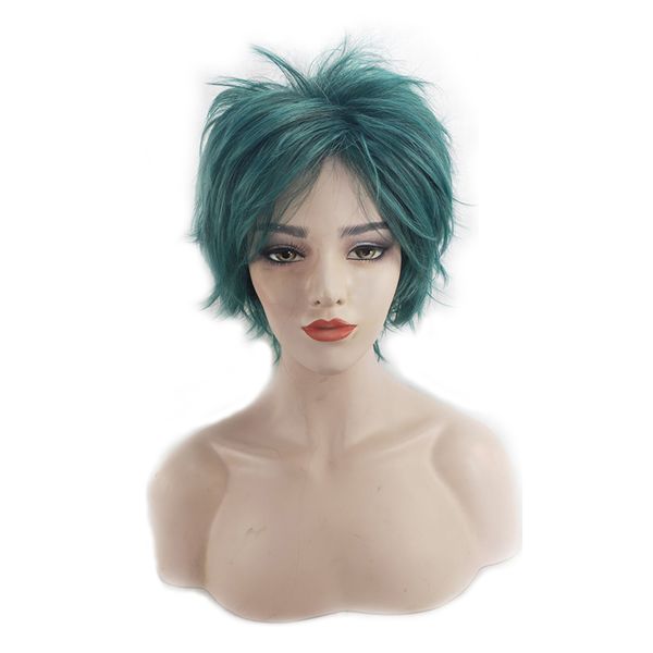 

hairjoy synthetic hair wigs women green short curly wig ing, Black