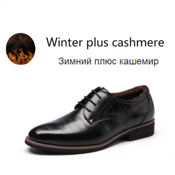 

new 2019 genuine leather men snow shoes warm velvet inside classic party winter dress shoes plus size 38-48 y200420, Black