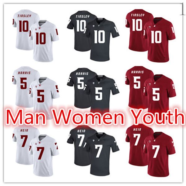 

customize washington state cougars football jerseys trey tinsley 10 travell harris 5 mel hein 7 max borghi 21 man women youth jersey s-5xl, Black
