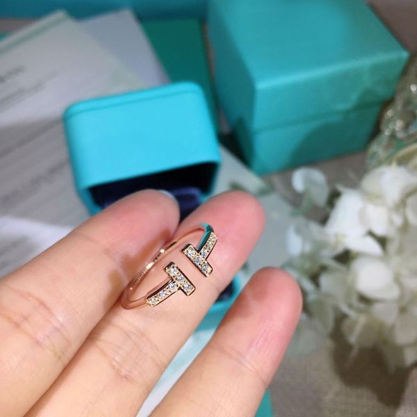 

famous designer brand rings 925 silver gold-plated rings with diamond-encrusted opening women banquet party luxury jewelry gift