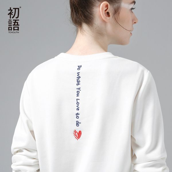 

toyouth белый фуфайки hoodie женщин 2019 письмо вышивки с длинным рукавом спортивные костюмы женские повседневные tops basic пуловеры, Black