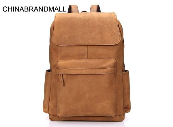 

genuine leather men large backpack casual lapbags