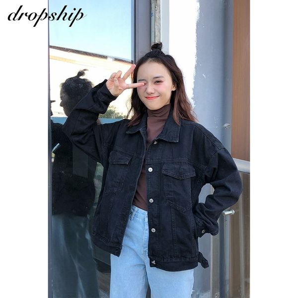 

dropship jacket denim jean women coats and short jackets 2019 summer spring streetwear chaquetas mujer veste femme korean pocket, Black;brown