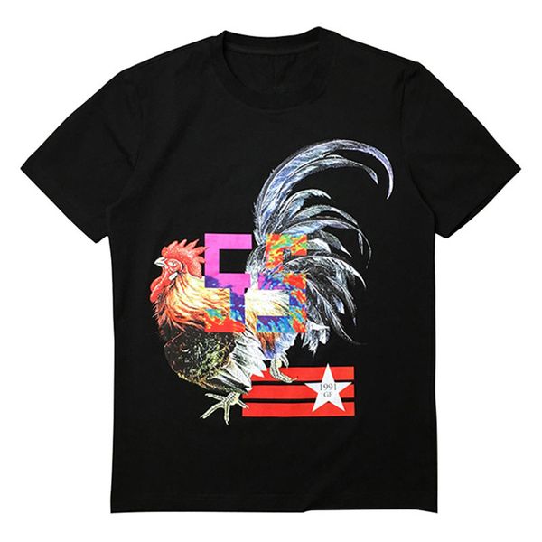 

19ss mens t shirt casual short sleeves cock printing men women fashion couples tees black, White;black