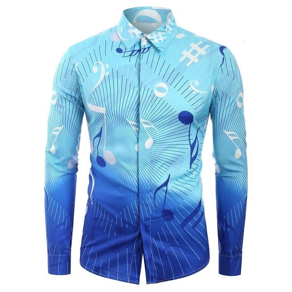 

men shirt fashion gradient ethnic style hawaiian slim fit long sleeve dress shirt blouse turn down collar men #20, White;black