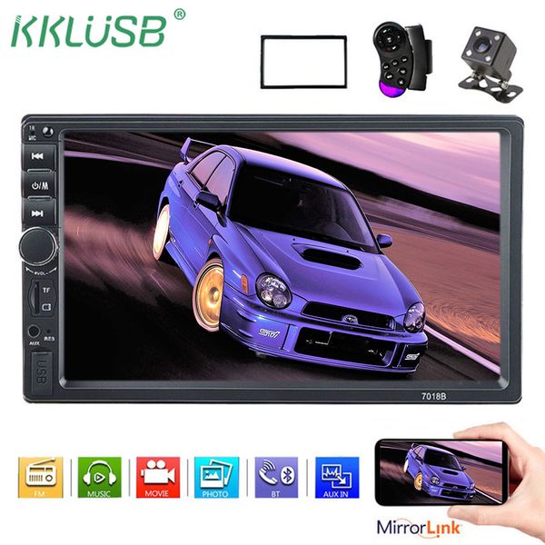 

auroradio 2 din car radio 7" hd player mp5 touch screen digital display bluetooth multimedia usb autoradio car backup monitor