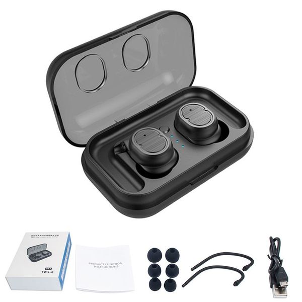 

TWS-8 Touch Control Bluetooth 5.0 EDR Earphones IPX5 Waterproof Headphones True Wireless Earbuds Sport Headset With Mic Charging Box Earhook
