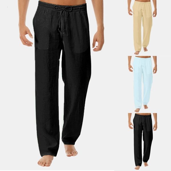 

jogger brand men pants hip hop harem joggers men's summer new style simple and fashionable pure cotton and linen trousers m-3xl, Black