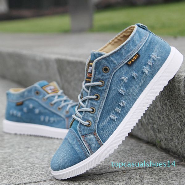 

fashion denim man canvas shoes men shoes casual high sneakers 2019 summer breathable plimsolls male footwear men's flats, Black