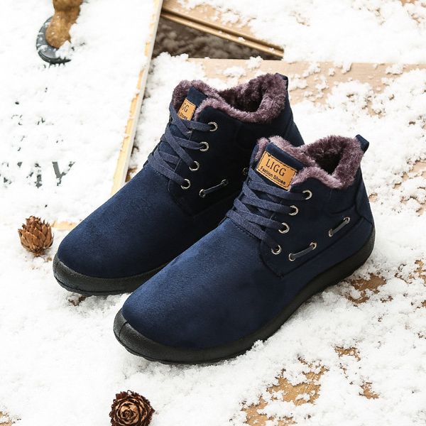

men boots winter shoes warm ankle boots winter snow shoes men plush plus big size, Black