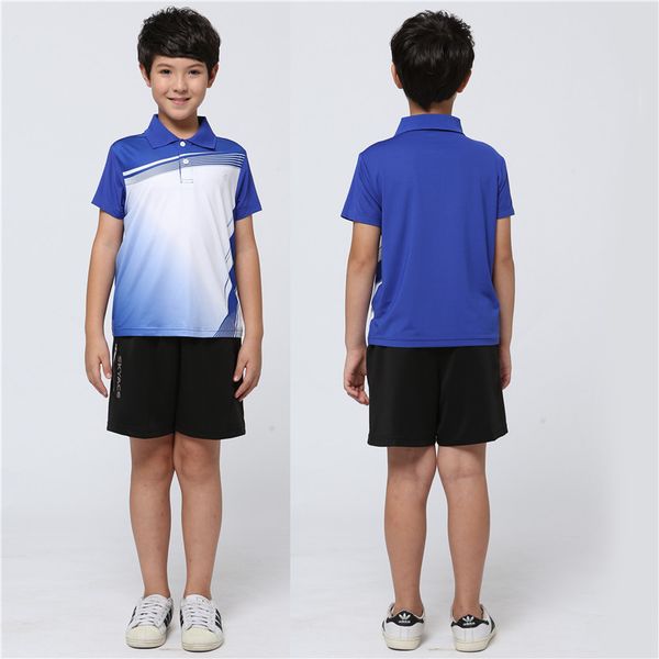 

2018 children badminton set , boy tennis clothing , kid wear tshirt badminton child table tennis sets table t shirt + shorts, White;yellow
