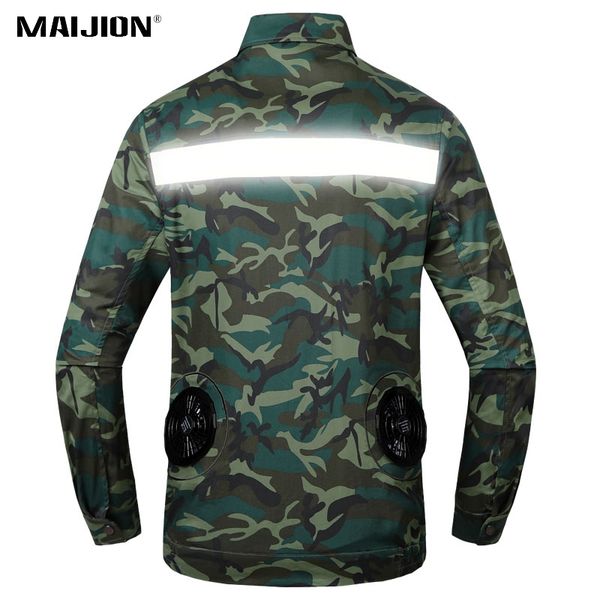 

reflective heatproof cooling fan jacket men women outdoor working air conditioning clothes camouflage hiking fishing jackets, Blue;black