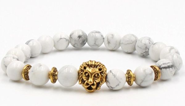 

8mm gh53 leopard reiki chakra bracelet white howlite buddha yoga stone bead essential oils diffuser bangles jewelry, Black