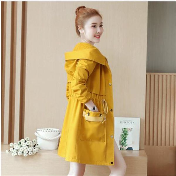 

2018 autumn winter windbreaker for women trench coat hooded cotton long casual female spring coat armygreen outerwear a711, Black;brown