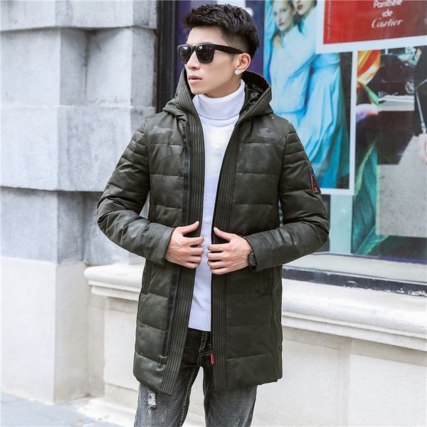 

m-4xl winter jacket men long down parka snow coats thicken warm outerwear overcoat casual 2018 windbreaker windproof, Black