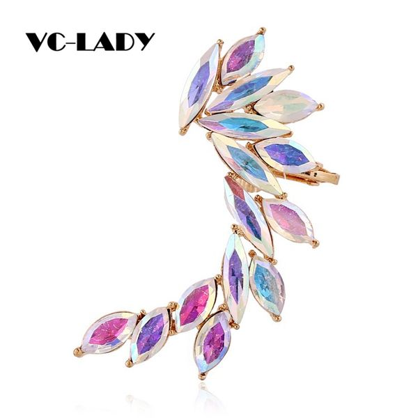 

colorful rhinestone ear cuff clip on earrings one piece exaggerated earring cuffs for women punk gothic jewelry, Silver