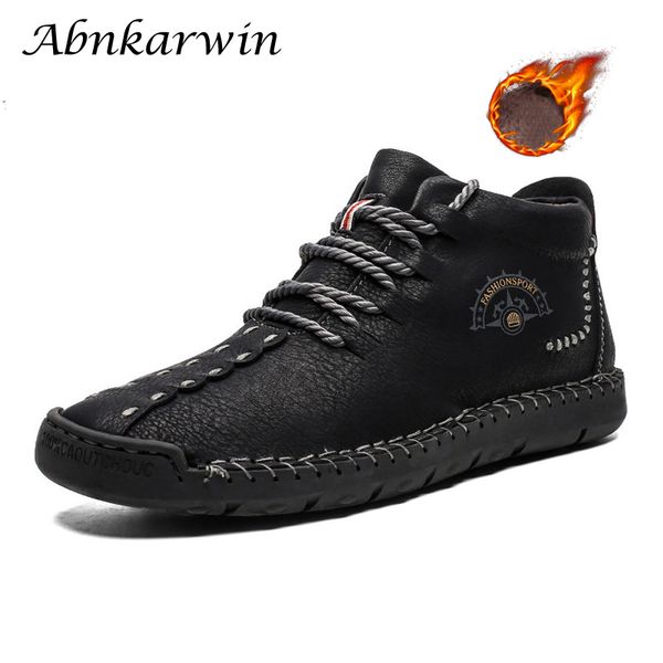 

winter ankle leather boots men safety work shoes man's shoe botas hombre snow boots botines botte homme casual outdoor size 50, Black