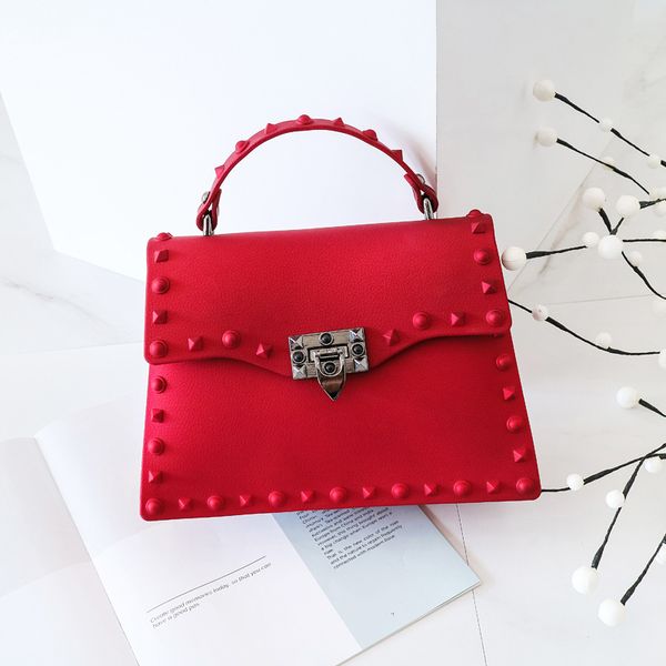 

2019 new style matte dull polish gel bag spoof rivet handbag casual versatile shoulder large bag
